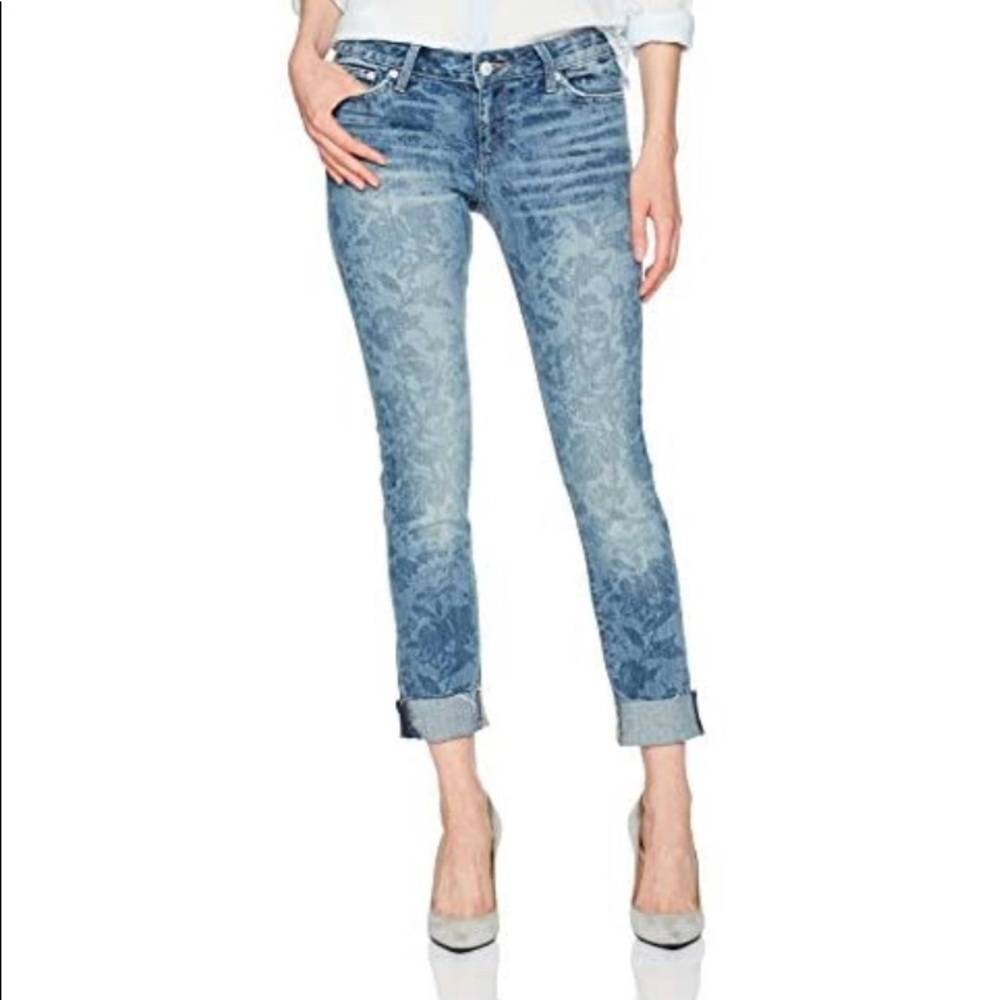 Lolita acid flower print curvy fit skinny jeans